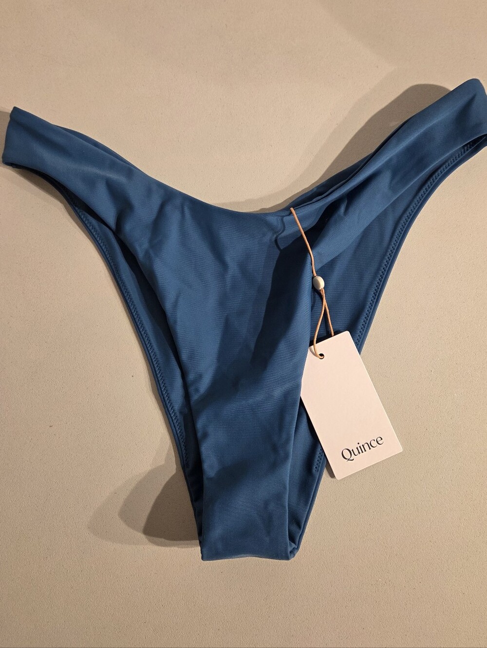 Quince Lagoon Teal Italian High-Leg Bikini Bottom Size Large NWT Beach Classic